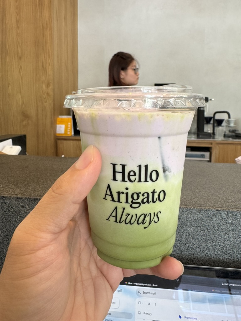 The Hello Arigato Always matcha I picked up nearby in Tiong Bahru.